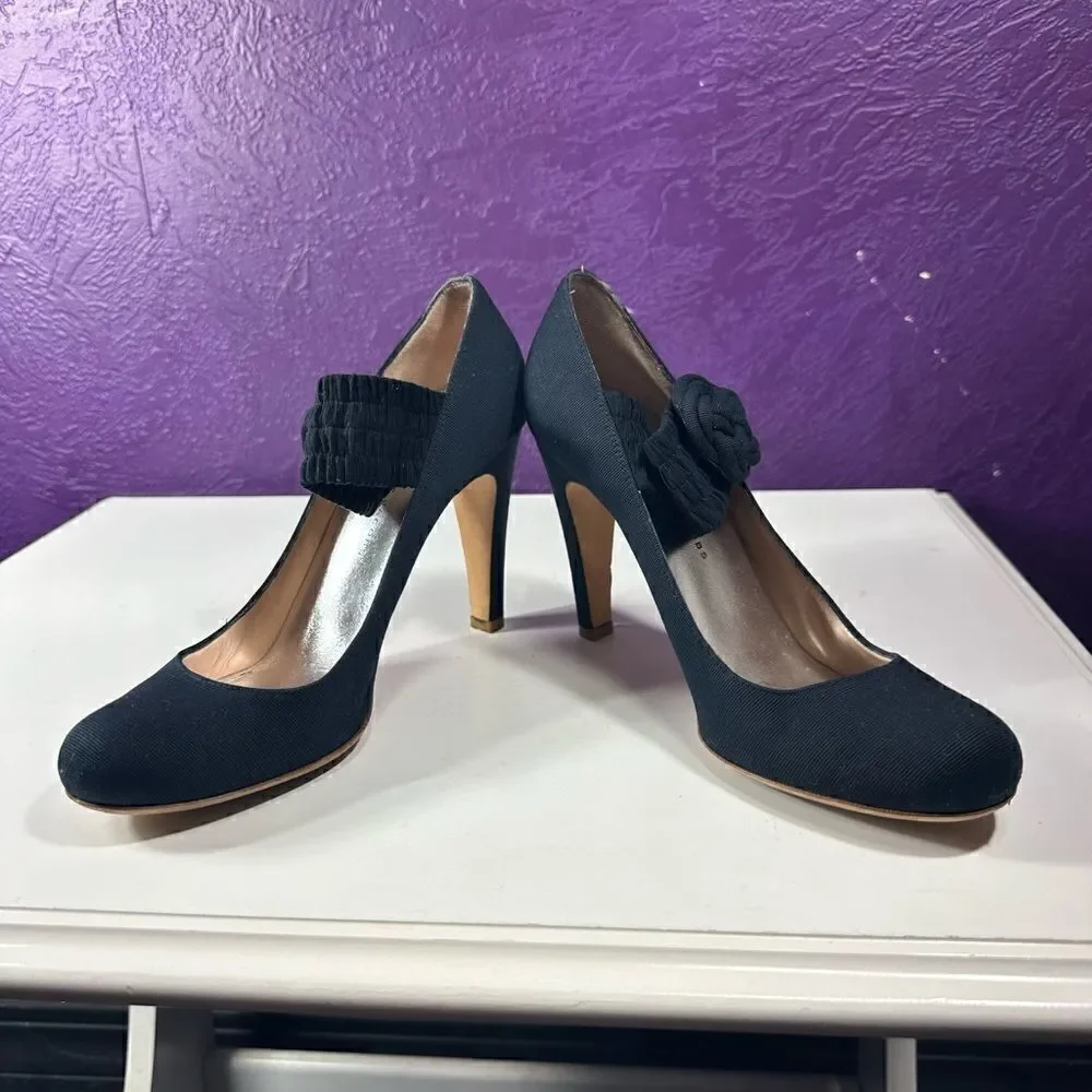 Marc by Marc Jacobs Black‎ Stretchy Band Rope Floral Heels